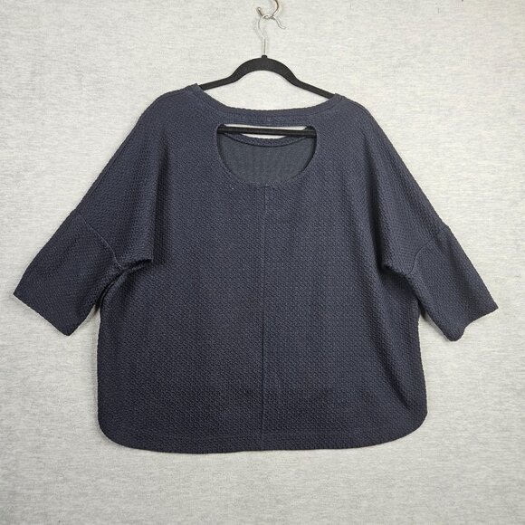 Deletta Anthropologie Sz L Side Snap Button Textured Knit Boxy Back Cutout Top - Picture 2 of 9